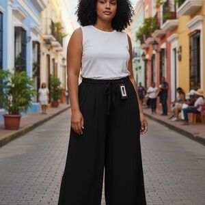 DKNY Black Wide-Leg Pants for Women